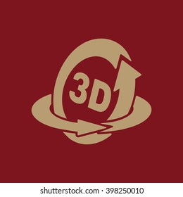 The 3d icon. Rotation arrow symbol. Flat Vector illustration