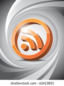 3D Icon of RSS with Abstract Background