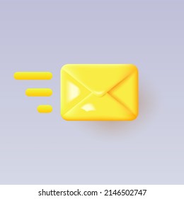 3d icon for sending a quick message on a gray background. Vector illustration.