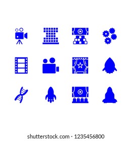 3d icon set about mechanism, cinema, chromosome and rocket vector set