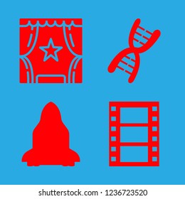 3d icon set about rocket, cinema and chromosome vector set
