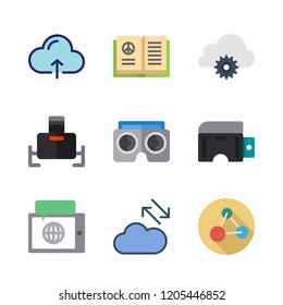 3d icon set. vector set about molecules, virtual reality, cloud computing and open book icons set.