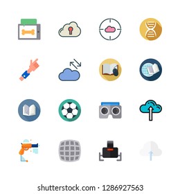 3d icon set. vector set about virtual reality, football, open book and dna icons set.