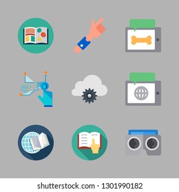 3d icon set. vector set about virtual reality, open book and cloud computing icons set.