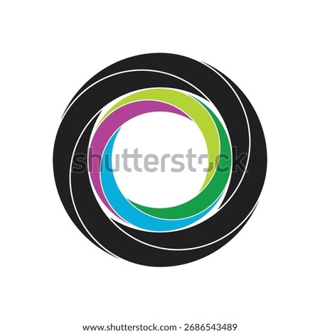 3D icon, shaped like an abstract circle