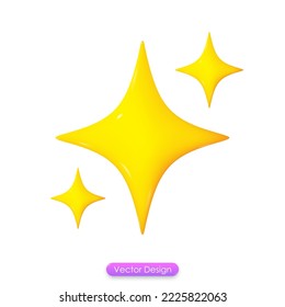 3d icon shining stars isolated on white background. 3d sar for the website browser template concept. 3d Vector illustration.