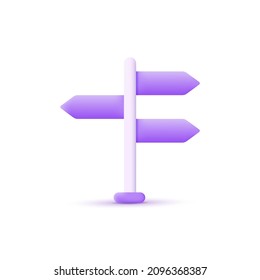 3d icon signpost isolated on white background. Direction, arrow. Trendy vector in 3d style. Can be used for many purposes