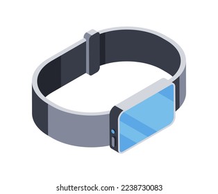 3d icon of smart watch, electronic gadget. Digital technology device, fitness bracelet. Isolated object on white background. Vector illustration in isometric style