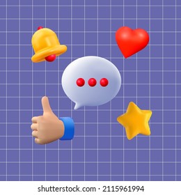 3d icon social media based vector illustration