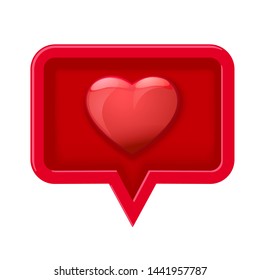 3D icon speech bubble with heart