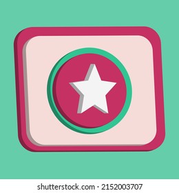 3D Icon Star Button Vector, Symbol For Instructions, Best For Property Image Animation