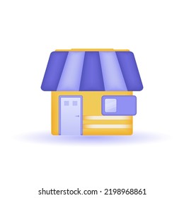 3D icon store building. isolated on white background. shop, store, online, commerce, market. 3d render vector illustration