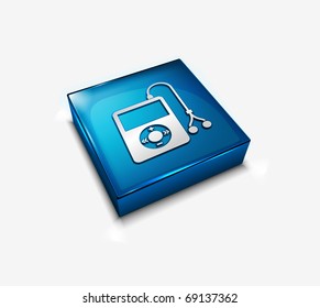 3d icon of a stylish musical player vector element.