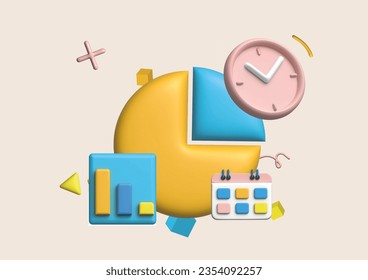 3d icon for succress delivery concept. 3d time watch minimal for manage concept of time, service and support around clock. 3d time manage icon vector rendering illustration