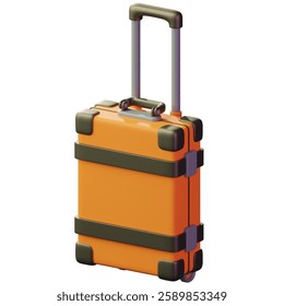 3d icon of suitcase with wheel. 3d render of suitcase icon vector design