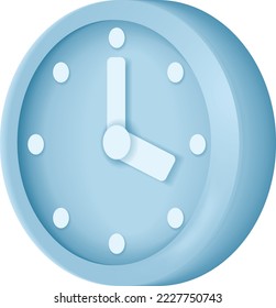 3d icon symbol isolated vector concept. Mechanical watches. Dial and hands. Realistic render element design element.Blue element. Blue logo.