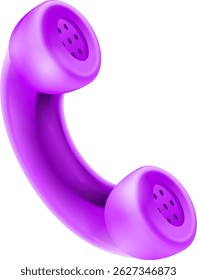 ícone 3d símbolo conceito de vetor isolado. Aparelho telefônico.Comunicação. Elemento de design de elemento de renderização realista. Desenho animado minimalista style.Purple telefone handset.