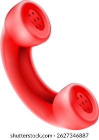 3d icon symbol isolated vector concept. Handset from telephone.Communication. Realistic render element design element. Cartoon minimal style.Red telephone handset.