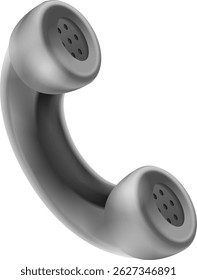 3D-Symbol, isoliertes Vektorkonzept. Handapparat von Telefon.Kommunikation. Realistisches Designelement für Renderelemente. Cartoon minimalen Stil. Grauer Telefonhörer.