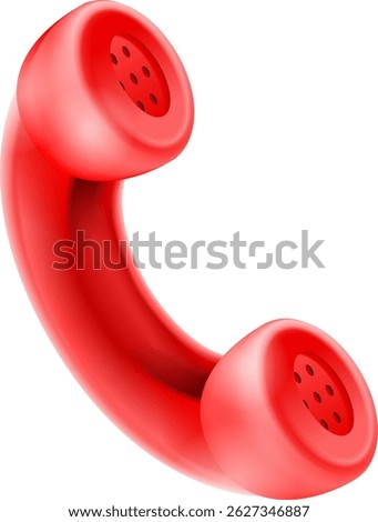 3d icon symbol isolated vector concept. Handset from telephone.Communication. Realistic render element design element. Cartoon minimal style.Red telephone handset.