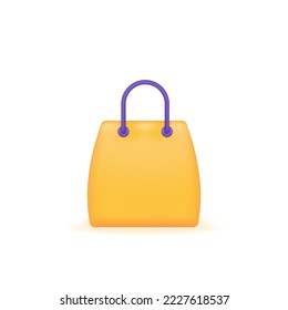 3d icon or symbol of shopping bag. a bag that is used by customers to bring the shopping home. 3D vector design and realistic. Graphic elements