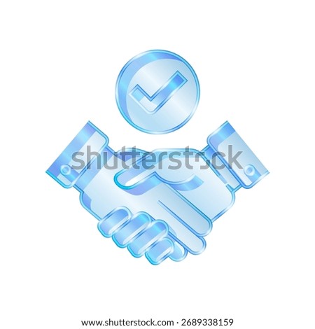 3d icon symbolizing Successful deal. Icon element with a handshake and checkmark representing approved business agreement partnership and collaboration contract. 