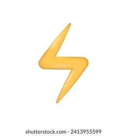 3d icon thunder lightning bolt yellow