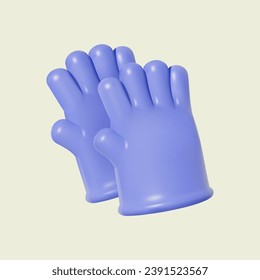 Icono 3d dos guantes de goma azules aislados.