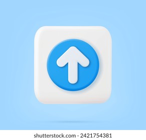 3d icon upload data to cloud computing concept for file sharing and data transfer system. Upload to server with white up arrow use for mobile app, website. 3d rendering. Vector illustration