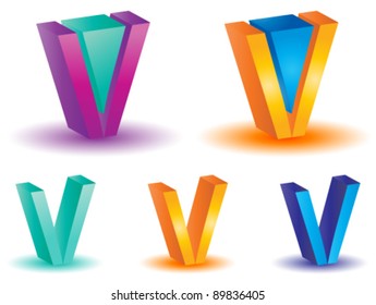 3d Icon V Letter (Vector)