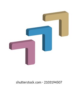 3D icon vector angle triangle direction purple, blue and yellow, geometric style, best for your decoration property images