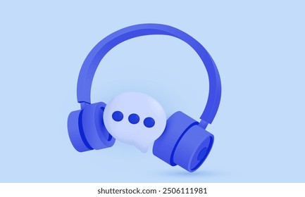 3d icon vector blue hotline support service headphones call new idea design.Call center concept. Online user consultation help and consumer question.vector icon 3d illustration