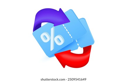 3d icon vector discount coupon sale new idea concept design.vector icon 3d illustration