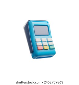 A 3D icon vector illustration of a colorful payment terminal, ideal for teaching financial concepts in a playful manner.