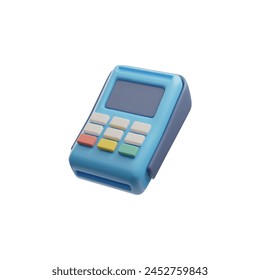 3D icon vector illustration depicting a blue card payment terminal, a symbol of contemporary electronic finance.
