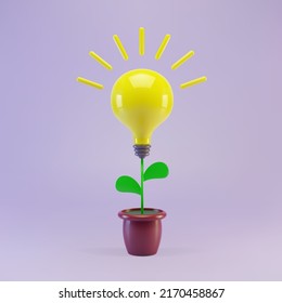 3d icon vector illustration. Growing sprout with a bulb in a pot. Business metaphor.