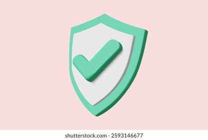 3d icon vector illustration. Shield protection icon with checkmark. Security, Protection, guaranteed icon, modern guard shield. safety, password security ,protection or antivirus. Security Concept