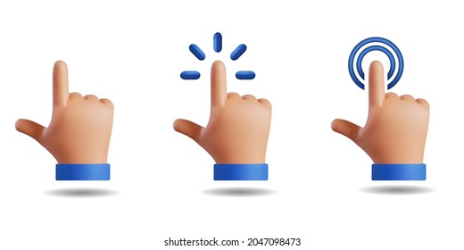 3d icon vector illustration - Touch or click icon stock vector design. 3d hand pointing icon design. Eps 10 - Shutterstock ID 2047098473