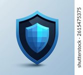 3D icon of a VPN blue shield, symbolizing internet security, firewall, encryption, privacy, network protection, digital safety, and trust in cyberspace. Not ai.