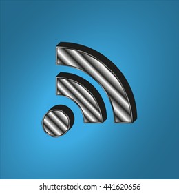 3d icon wifi metal on a blue background. stylish vector illustration EPS 10