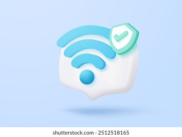 3D-Symbol drahtlose Verbindung und gemeinsame Nutzung Netzwerk im Internet. Hotspot-Zugangspunkt für die Abdeckung. Broadcasting Bereich beitreten mit öffentlichen WiFi. 3D-Wireless-Signal Einfachheit Symbol, Vektorgrafik