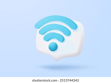 3d icon wireless connect and sharing network on internet. Hotspot access point for coverage. Broadcasting area join with public WiFi. 3d wireless signal simplicity icon vector render illustration