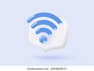 3d icon wireless connect and sharing network on internet. Hotspot access point for coverage. Broadcasting area join with public WiFi. 3d wireless signal simplicity icon vector render illustration