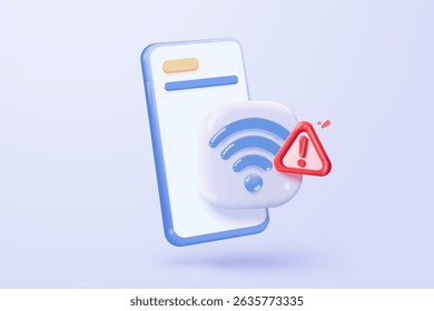 3d icon wireless connect and sharing network on internet. Hotspot access point for false, problem, fail to connect. Broadcasting area join public. 3d WiFi simplicity icon vector render illustration
