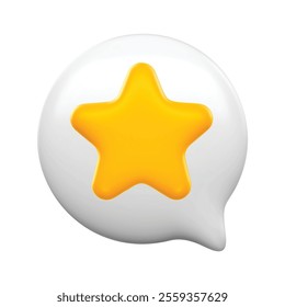 3d icon yellow star in white speech bubble vector isolated