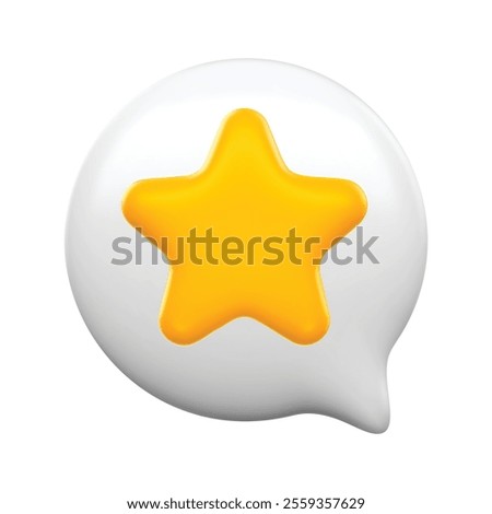 3d icon yellow star in white speech bubble vector isolated