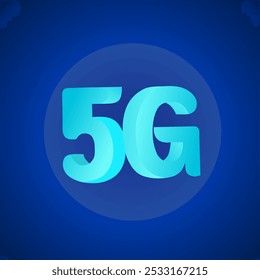 Iconos 3D 5g sobre fondo azul del círculo 