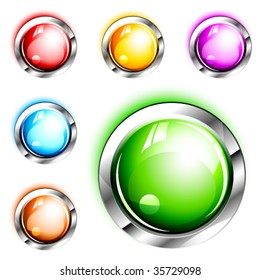 3D Icons: Blank Glossy Push Buttons