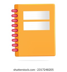 3d icons book vector illustration. 3d rendering of back to school icon