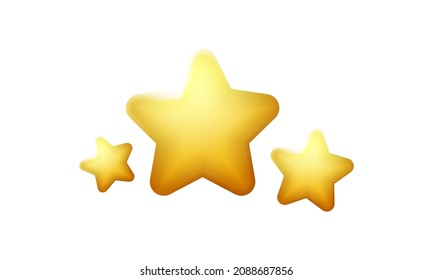 3d icons gold stars isolated on white background. Vector illustration